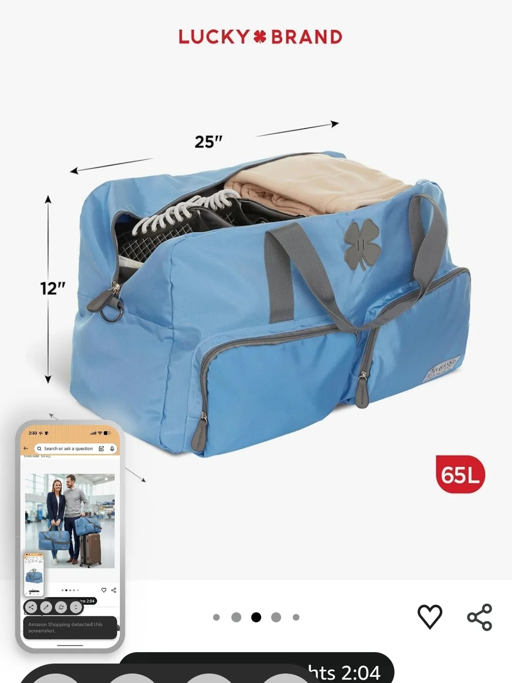 Lucky Brand Weekender Bag with Adjustable Strap